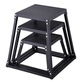 Plyometric Jump Boxes, 12/18/24 Inch Plyo Box, Platform and Jumping Agility Box, Anti-Slip Fitness Exercise Step Up Box Set for Home Gym Training